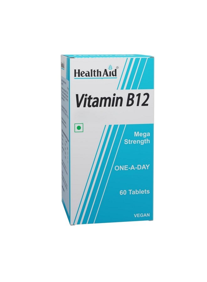 Health Aid HealthAid Vitamin B12 Supplement for Men & Women | helps reduce fatigue and helps improve blood circulation| Supports overall well-being - 60 Vegetarian Tablets - Image 1