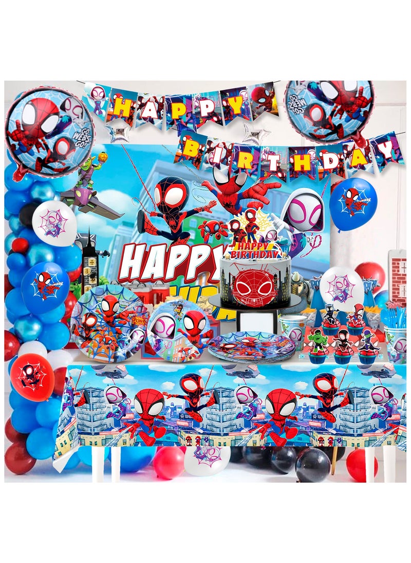 ILovhaprty Cartoon Birthday Party Supplies,114pcs Cartoon Party Decorations Tableware Set- Cartoon Birthday Decorations Balloons Banner Backdrop Cartoon Plates Cups Table Cover etc Cartoon Party Supplies  - Image 5