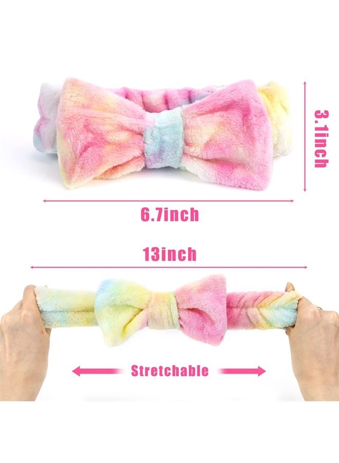 8PCS Makeup Headbands, Bow Hair Band Coral Fleece Head Wraps for Women Spa Washing Face Shower Sports Yoga