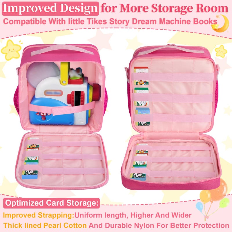 Wigojoy Carrying Case Compatible with Little Tikes Story Dream Machine Starter Set, Portable Toys Bag with Shoulder Strap fits for Little Tikes Projector, Character, Audio Play, Pink (Bag Only) - Image 2