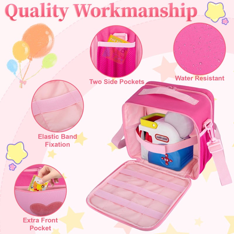 Wigojoy Carrying Case Compatible with Little Tikes Story Dream Machine Starter Set, Portable Toys Bag with Shoulder Strap fits for Little Tikes Projector, Character, Audio Play, Pink (Bag Only) - Image 4