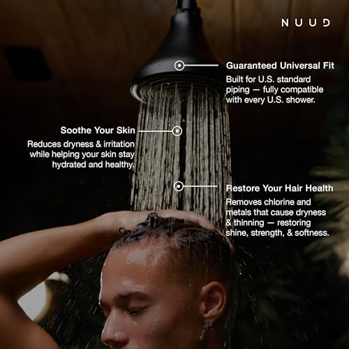 NUUD Filtered Shower Head - Removes Chlorine, Heavy Metals & Contaminants for Healthier Scalp Skin & Hair | Protects Colored Hair & Soothes Dry Skin - High Pressure Shower Head Filter - Brushed Nickel - Image 3
