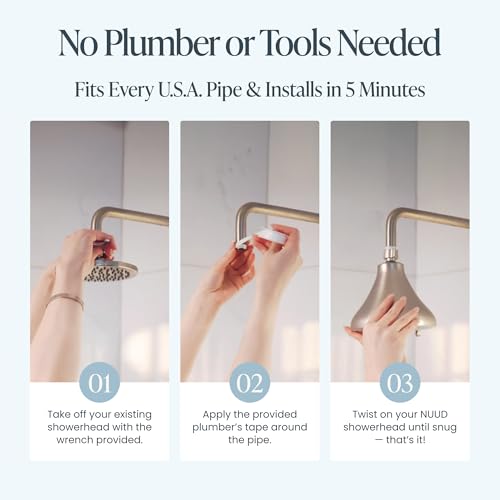 NUUD Filtered Shower Head - Removes Chlorine, Heavy Metals & Contaminants for Healthier Scalp Skin & Hair | Protects Colored Hair & Soothes Dry Skin - High Pressure Shower Head Filter - Brushed Nickel - Image 4