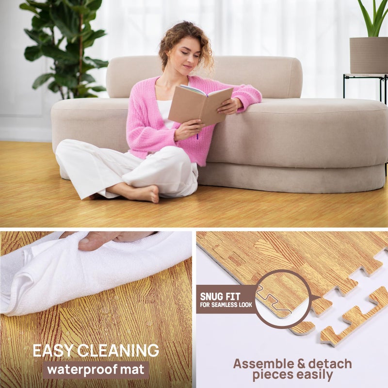 Yes4All EVA Interlocking Mats, Puzzle Floor Tiles, Foam Floor Padding with Border for Furniture, Home Space, Living Room, Garage 48 SQFT - Image 4