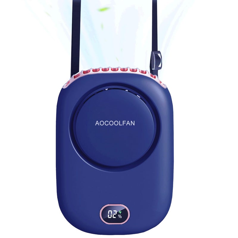 AOCOOLFAN Portable Neck Fan Mini Small Personal Handheld Fan USB Rechargeable 3 Speed for Girls Boys Woman Eyelash Travel Home Office Outdoor navy blue