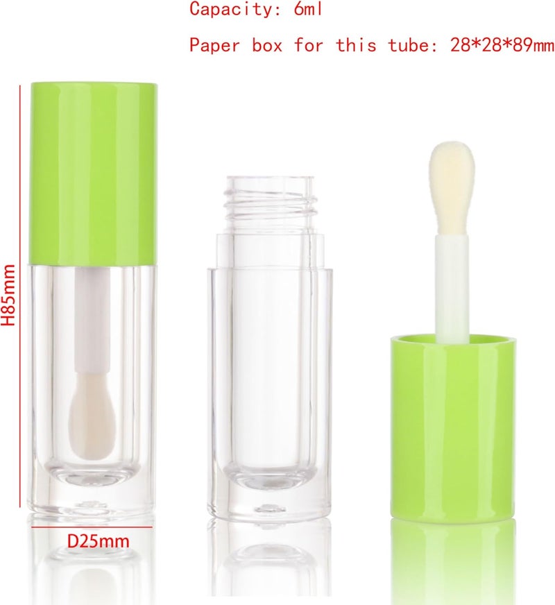 COSIDEA 14pcs Empty 6ml big doe foot wand Chunky lip gloss tubes for DIY lipgloss,Pink round lipgloss containers tubes with thick wand (Green) - Image 2