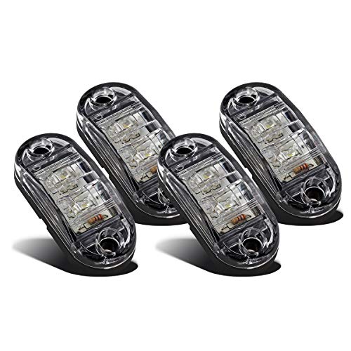 Partsam 4x Oval White Clear Lens 2 Diode LED Trailer Truck Clearance Side Marker Light Surface Mount 25 Little Boat Marine Led Lights RV Camper Accessories