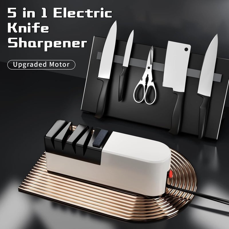 NALACAL Electric Knife Sharpener, 5 in 1 Knife Sharpening System with Straight Blade, Professional Diamond Knife Sharpener for Rough Sharpening, Repair and Sharpening of Knives, Efficient Sharpening (TC1) - Image 5