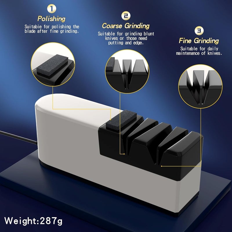 NALACAL Electric Knife Sharpener, 5 in 1 Knife Sharpening System with Straight Blade, Professional Diamond Knife Sharpener for Rough Sharpening, Repair and Sharpening of Knives, Efficient Sharpening (TC1) - Image 2
