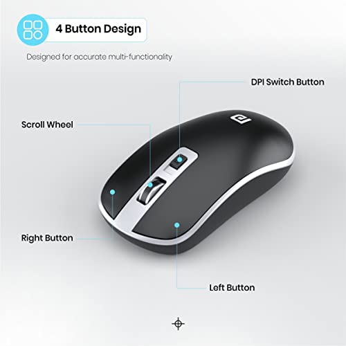 Portronics Toad 14 Wireless Mouse, 2.4 GHz with USB Nano Dongle, up to 1400 Adjustable DPI and Dual-Function Scroll Wheel for Laptops, PCs, MacBooks (Black) - Image 3