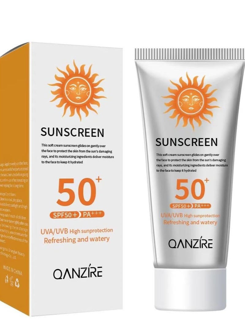 SYOSI 50+ Sun Cream Sunscreen Moisturizing Sunblock Uv Radiation Protection Lotion For Skin Care Of Face and Body, Non Greasy Quick Absorption-Protection from Damage 50g - Image 1