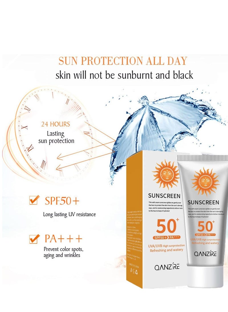 SYOSI 50+ Sun Cream Sunscreen Moisturizing Sunblock Uv Radiation Protection Lotion For Skin Care Of Face and Body, Non Greasy Quick Absorption-Protection from Damage 50g - Image 2