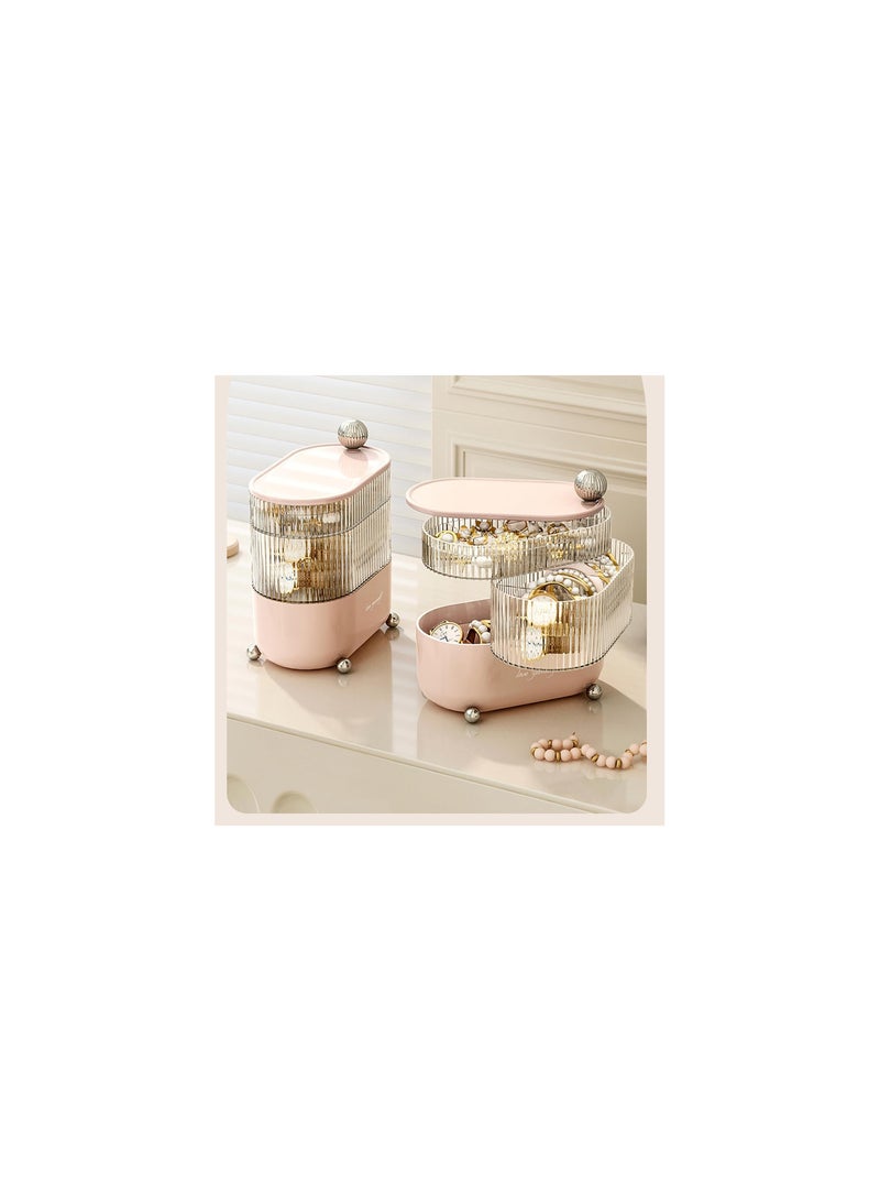 Jewelry Organizer Box, 3 Layer Clear Acrylic Jewelry Organizer, Waterproof and Dustproof Jewelry Display Case with Cover, Rotating Jewelry Tray Case for Rings, Earrings, Bracelets - Image 1