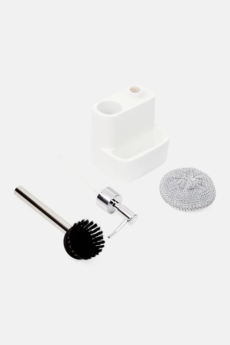 Muy Mucho 3 Pieces Bathroom Cleaning Set, White Combo