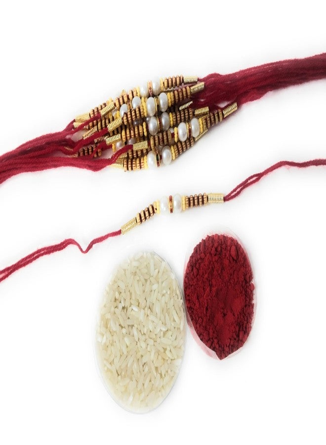FOLA MOOLYAVAAN PRODUCTS White Stone Rakhi For Brother Rakhi Bhaiya, Rakhi Gift For Brother Dora Rakhi (PACK OF) (2) - Image 1