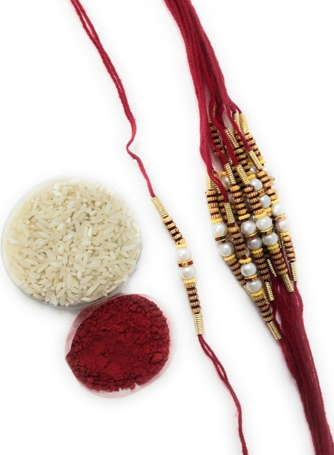 FOLA MOOLYAVAAN PRODUCTS White Stone Rakhi For Brother Rakhi Bhaiya, Rakhi Gift For Brother Dora Rakhi (PACK OF) (2) - Image 2