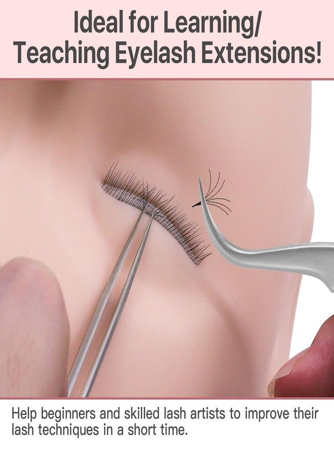 بريتي ميموري رأس مانيكان جميل للرموش بثلاث طبقات، رأس مانيكان تدريب للرموش، رأس مانيكان مسطح للمكياج، رأس دمية مانيكان للتجميل للتدريب - Image 4