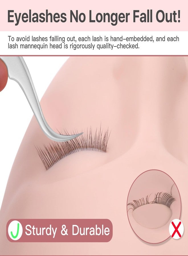 بريتي ميموري رأس مانيكان جميل للرموش بثلاث طبقات، رأس مانيكان تدريب للرموش، رأس مانيكان مسطح للمكياج، رأس دمية مانيكان للتجميل للتدريب - Image 3