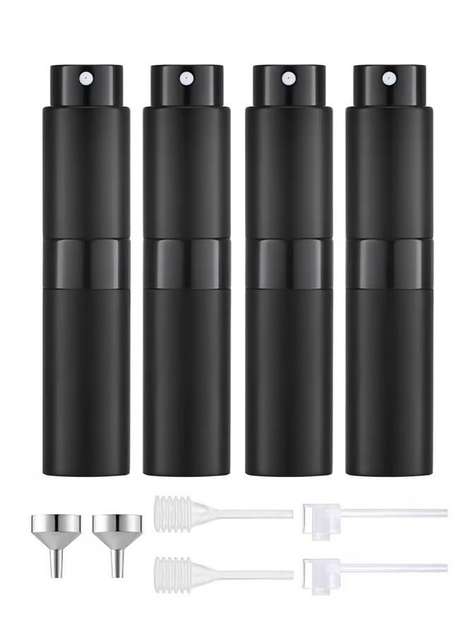 4-Piece 8ml Perfume Atomizer Refillable, Portable Empty Mini Spray Bottle for Perfume, Cologne, Liquid Sprayer, Rotating Design Use Aluminum Shell And Glass Liner - Image 1