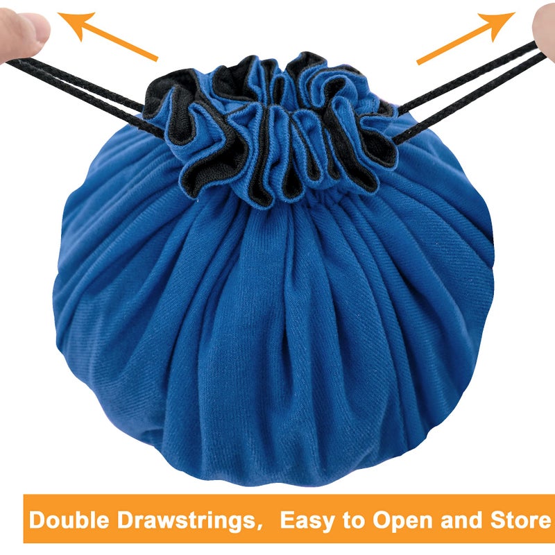SIQUK Large Dice Bag with Pockets Big Capacity Dice Bag Drawstring Dice Pouch DND Dice Storage Bag for RPG MTG Table Games, Hold Over 300 Dice, Dark Blue - Image 4