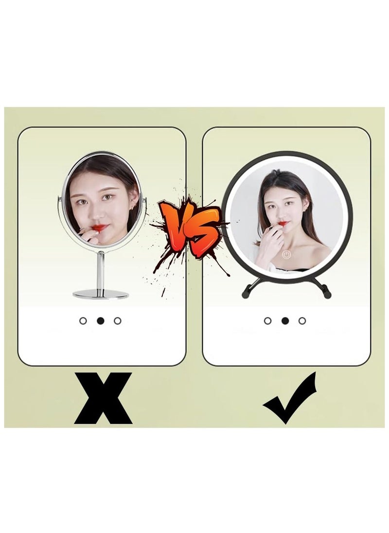 XiuWoo - 40cm Three Color Light Vanity Mirror, Smart Touch Round  Makeup Mirror with Light, Modern Simple Makeup Mirror, for Various Bathroom, Bedroom,Pink - Image 1