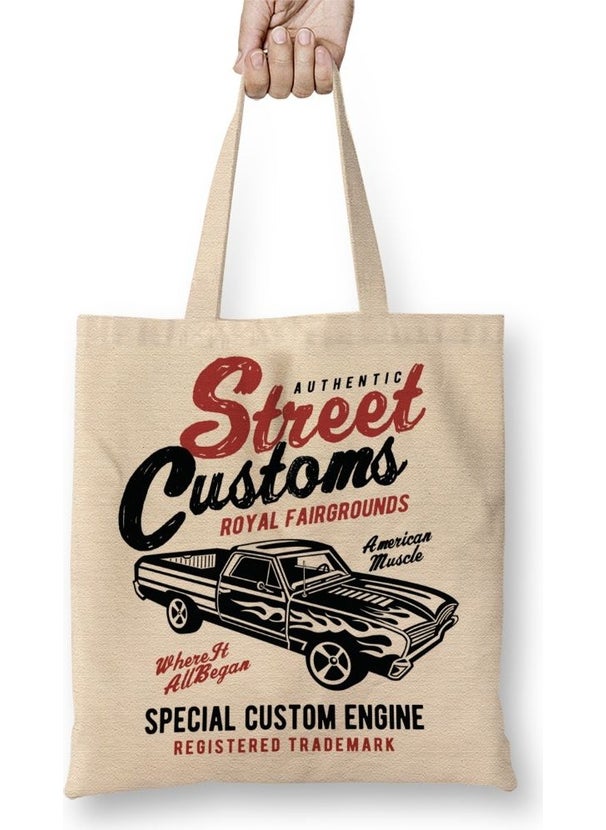 Print Shop Street Custom Tote Bag Long Handle