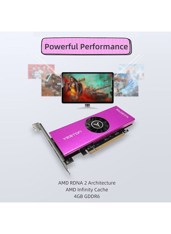 yeston RX6400-4GD6 LP Graphics Card 4G/64bit/GDDR6 Memory 2039-2321MHz Core Frequency 4K Resolution Single Cooling Fan HD+DP Output Ports  - Image 5