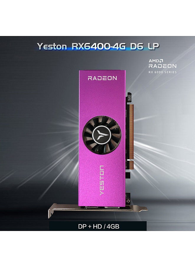 yeston RX6400-4GD6 LP Graphics Card 4G/64bit/GDDR6 Memory 2039-2321MHz Core Frequency 4K Resolution Single Cooling Fan HD+DP Output Ports  - Image 2