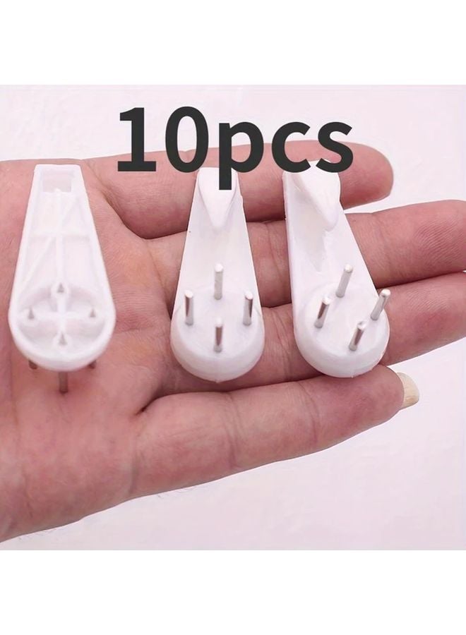 10 قطع من خطافات المسامير البيضاء للحوائط الجافة الخرسانية، معلقات صور بدون تلف، تحمل حتى 6.61 رطل - Image 2