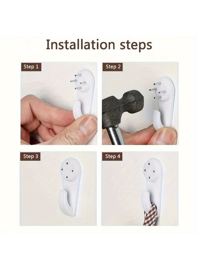 10 قطع من خطافات المسامير البيضاء للحوائط الجافة الخرسانية، معلقات صور بدون تلف، تحمل حتى 6.61 رطل - Image 3