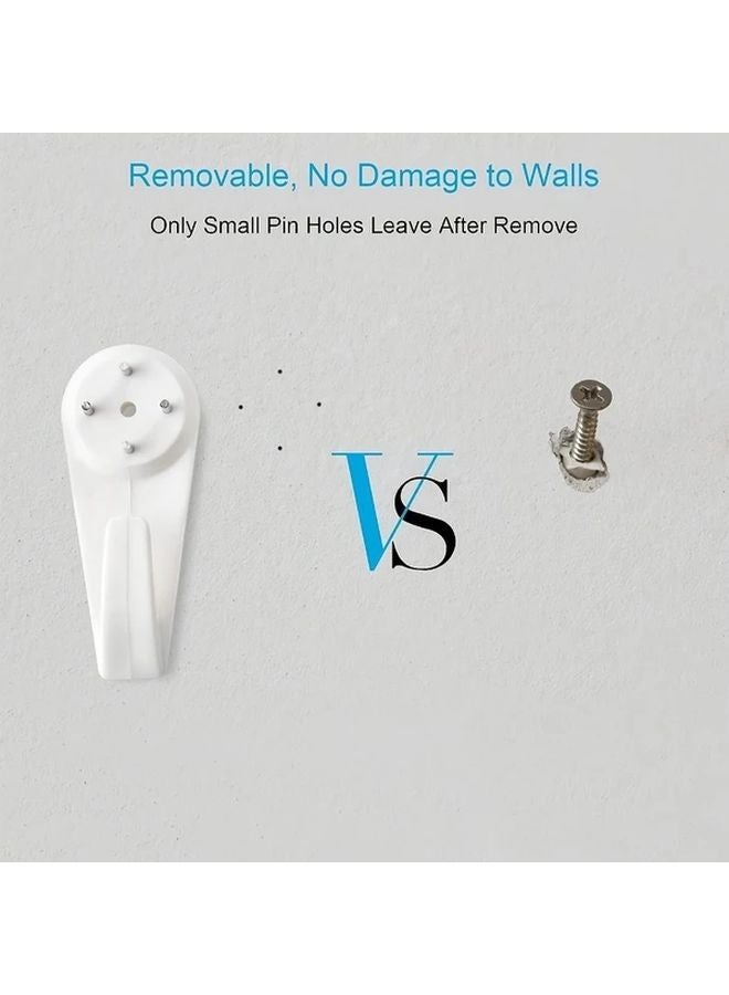 10 قطع من خطافات المسامير البيضاء للحوائط الجافة الخرسانية، معلقات صور بدون تلف، تحمل حتى 6.61 رطل - Image 5