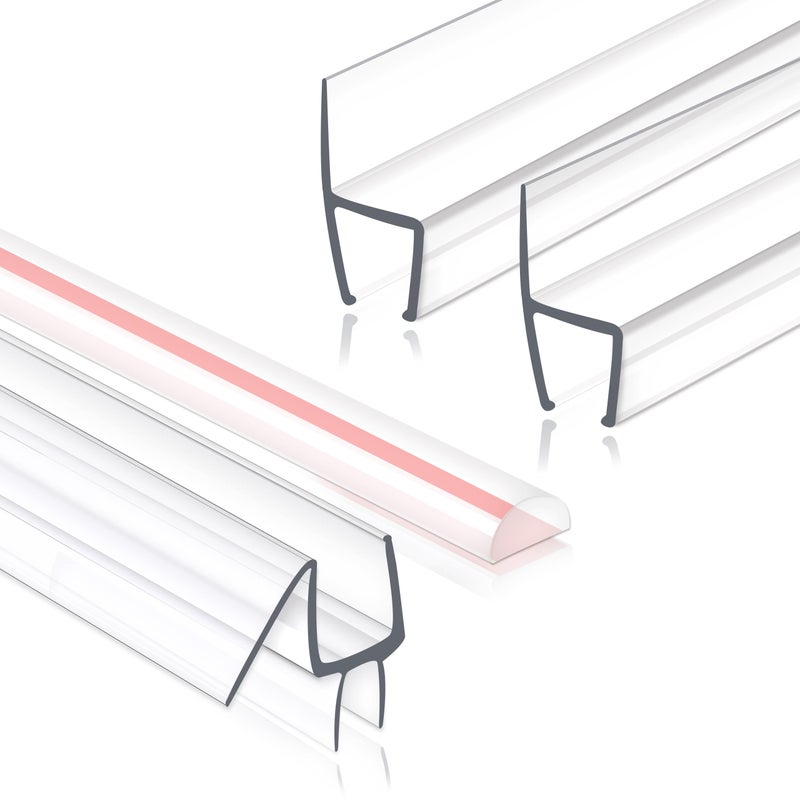 Agbihtb Frameless Shower Door Seal Set, 4 Pack x 39" HDM Glass Shower Door Bottom Seal Side Seal Strip Door Sweep for 3/8" Glass, Ultra-Clear Polycarbonate, Stop Shower Leaks Create A Water Barrier - Image 1