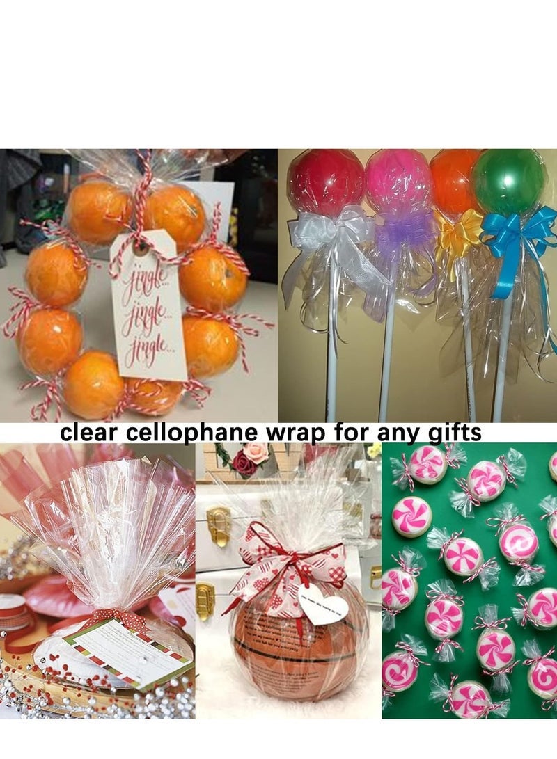 Captaintech Cellophane Wrap Roll 43CM Wide X 30M Long Transparent for Florist Wrapping, Food, Candy, Birthday Gifts, Flowers Crafts for DIY Decoration Supplies - Image 2