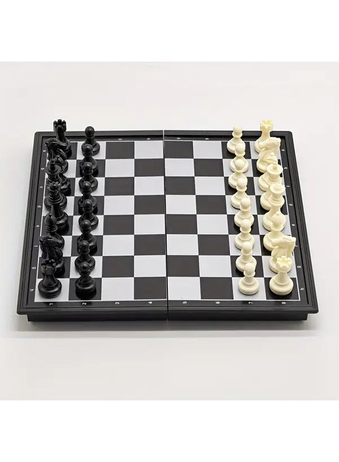 Wood Grain Magnetic Folding Chess Set 9.45 Inch Portable Travel Game Board - Image 2