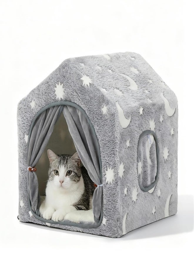 Pelemee Indoor Dog House, Night-Luminous Star Dog Tent with Frame, Washable Dog Cave Bed, Suitable for 8-20 lb Puppy and Cat - Image 1