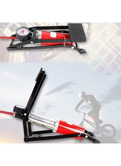 Generic Air Inflatable Pump Portable High Pressure Tire Foot Inflator with Gauge for Car Vehicle Motorcycle Bicycle Bike Ball  - Image 4