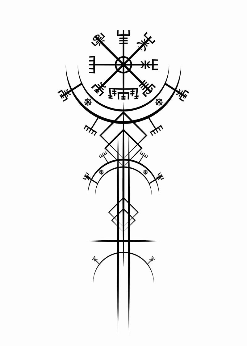 Dopetattoo 6 Sheets Temporary Tattoos for Women Adults Ancient Viking Art Deco Vegvisir Navigation Compass Temporary tattoo for Men for Woman Neck - Image 1