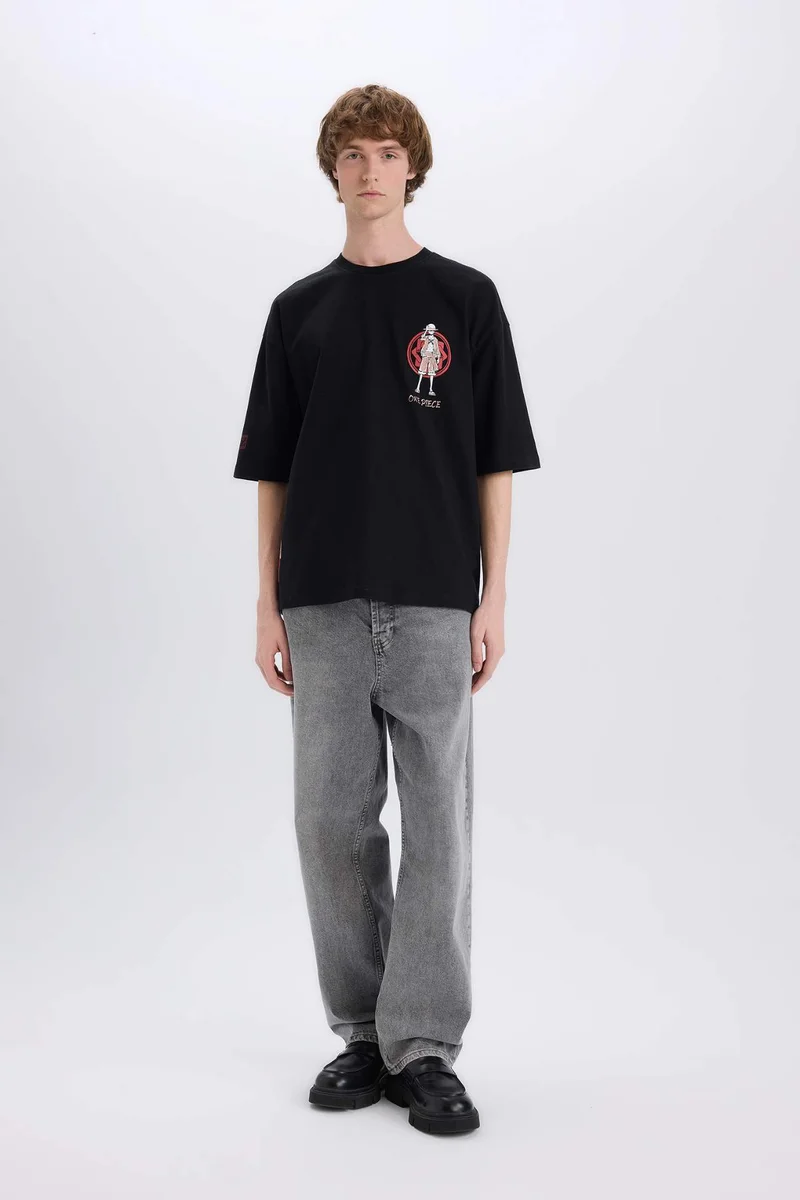 ديفاكتو One Piece Loose Fit Crew Neck Printed T-Shirt
