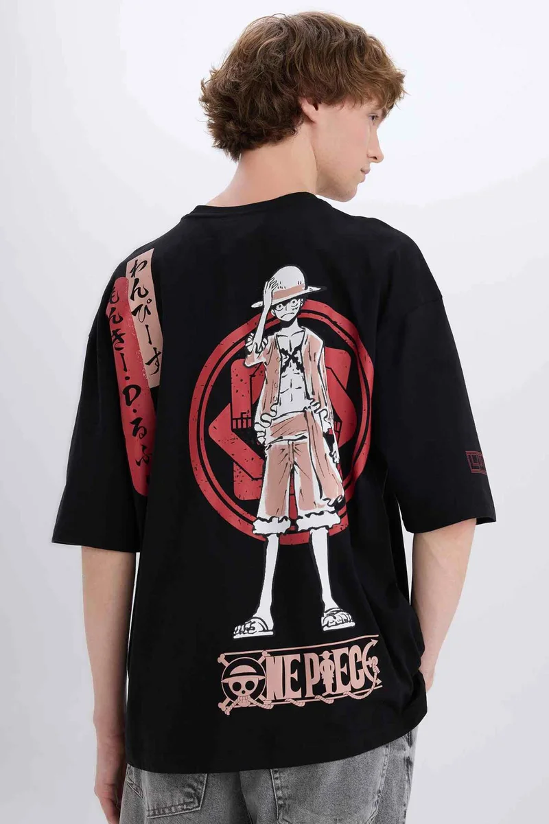 ديفاكتو One Piece Loose Fit Crew Neck Printed T-Shirt