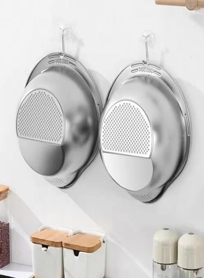 PLUMAZE Rice Washer Strainer Bowl,4-in-1 Washer Bowl Stainless Steel Rice Strainer Sink Colanders with Side Drainers Rinsing Fruits,Vegetables Versatile Kitchen Tool Multipurpose Food Prep Colander - Image 4