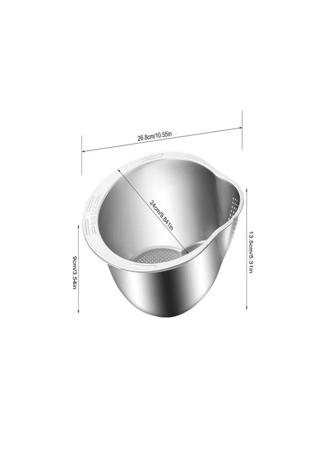 PLUMAZE Rice Washer Strainer Bowl,4-in-1 Washer Bowl Stainless Steel Rice Strainer Sink Colanders with Side Drainers Rinsing Fruits,Vegetables Versatile Kitchen Tool Multipurpose Food Prep Colander - Image 2