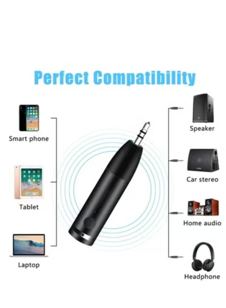 Captaintech Bluetooth Aux Adapter Bluetooth 5.0 Receiver Wireless Bluetooth Car Adapter Portable Wireless Audio Car Kit3.5mm Bluetooth Aux Receiver for Car Headphones Home Stereo Music System Black  - Image 3