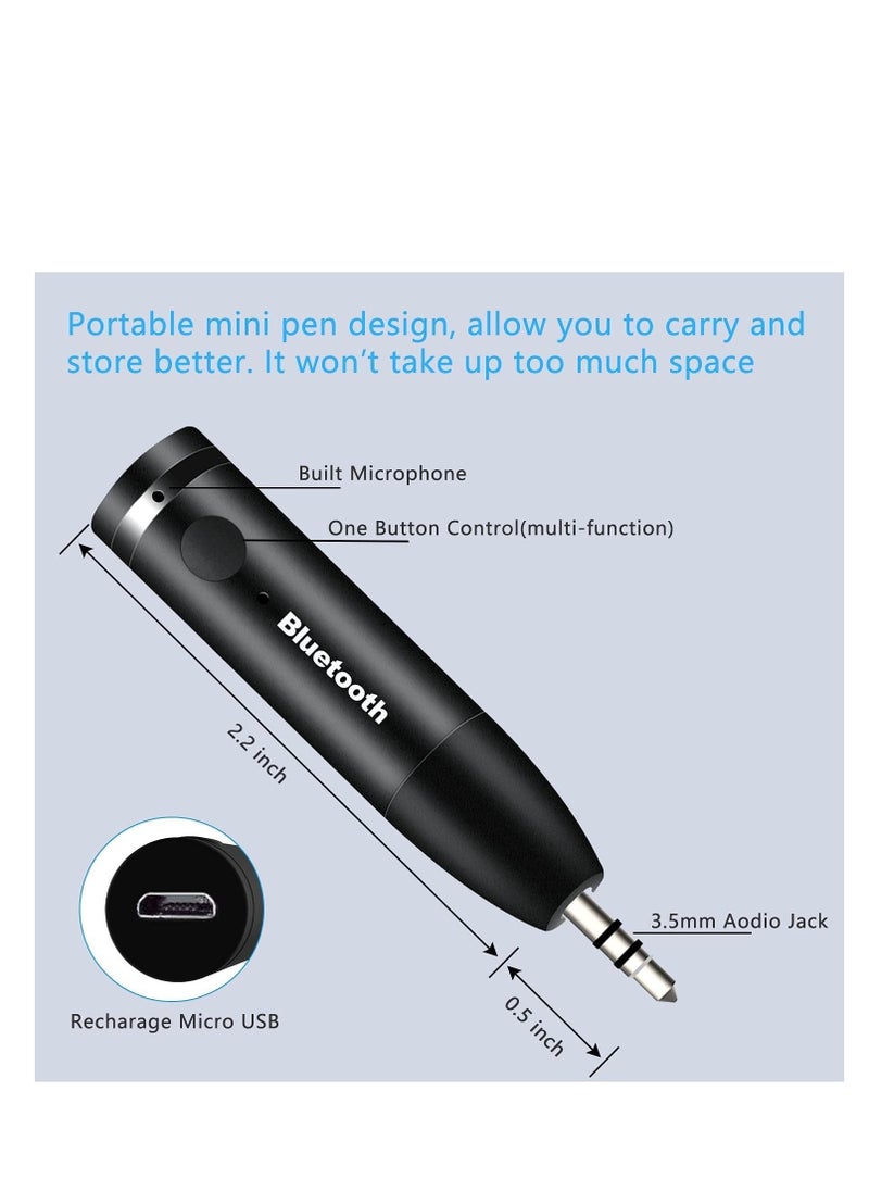Captaintech Bluetooth Aux Adapter Bluetooth 5.0 Receiver Wireless Bluetooth Car Adapter Portable Wireless Audio Car Kit3.5mm Bluetooth Aux Receiver for Car Headphones Home Stereo Music System Black  - Image 2