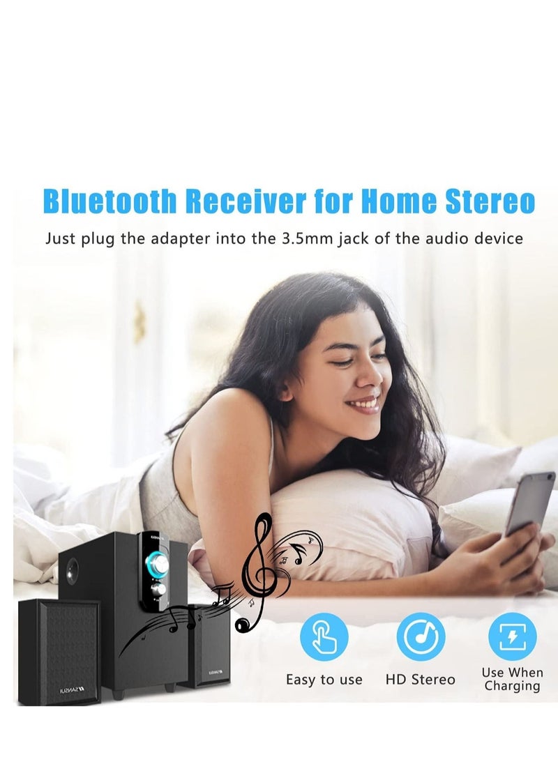 Captaintech Bluetooth Aux Adapter Bluetooth 5.0 Receiver Wireless Bluetooth Car Adapter Portable Wireless Audio Car Kit3.5mm Bluetooth Aux Receiver for Car Headphones Home Stereo Music System Black  - Image 5
