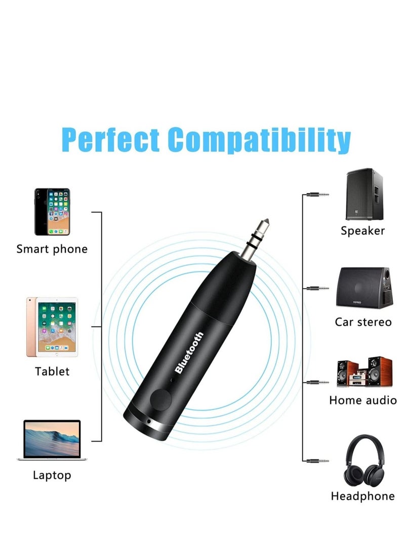 Captaintech Bluetooth Aux Adapter Bluetooth 5.0 Receiver Wireless Bluetooth Car Adapter Portable Wireless Audio Car Kit3.5mm Bluetooth Aux Receiver for Car Headphones Home Stereo Music System Black  - Image 3