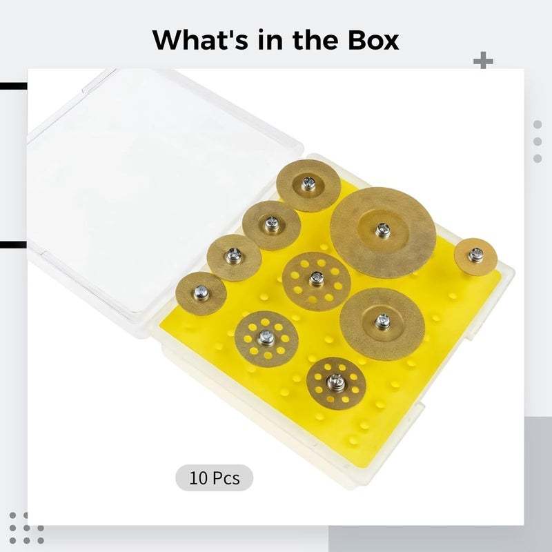 10 قطعة من مجموعة عجلات القطع المطلية بالماس مع شفرات مطلية بالتيتانيوم بمقاسات متعددة - Image 4
