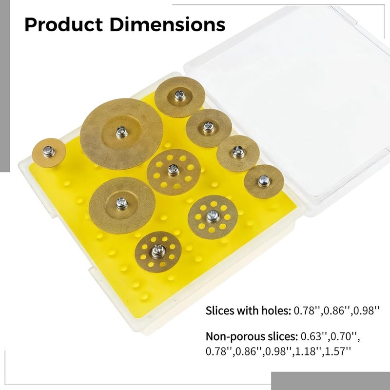 10 قطعة من مجموعة عجلات القطع المطلية بالماس مع شفرات مطلية بالتيتانيوم بمقاسات متعددة - Image 3