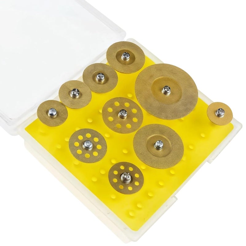 10 قطعة من مجموعة عجلات القطع المطلية بالماس مع شفرات مطلية بالتيتانيوم بمقاسات متعددة - Image 1