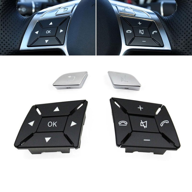 Goodithy Steering Wheel Button Covers Black Steering Wheel Control Button Key Replacement for Mercedes Benz A B C E GLA GLK CLA CLS Class W204 X204 W212 W218 W156 W176 W117 W172 W246 Model B Black
