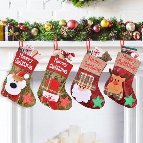 BAOTUJIA 4Pcs Christmas Stockings Decoration Christmas Hanging Socks Set Suitable for Christmas Tree Decoration Items Xmas Home Ornament Wall Decor - Image 1